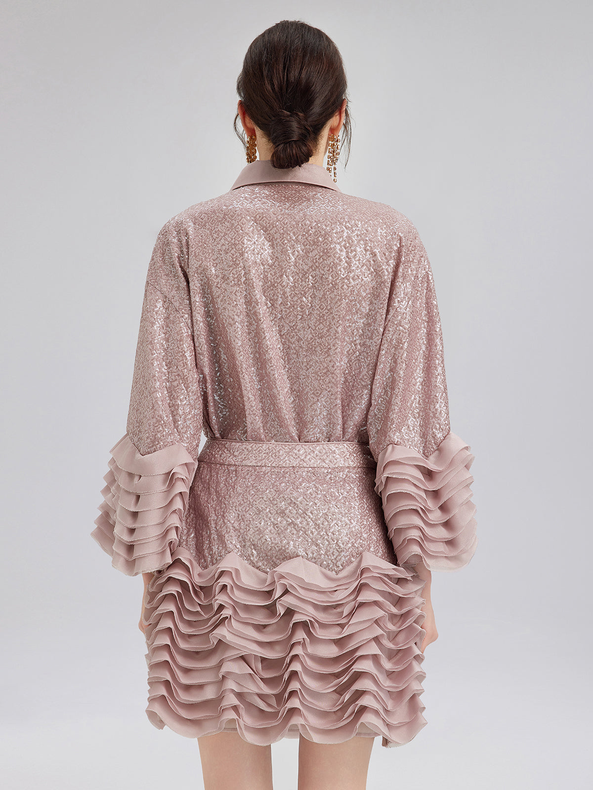 Final Sale | Luxe Ruffled Sequin Pleated Shirt