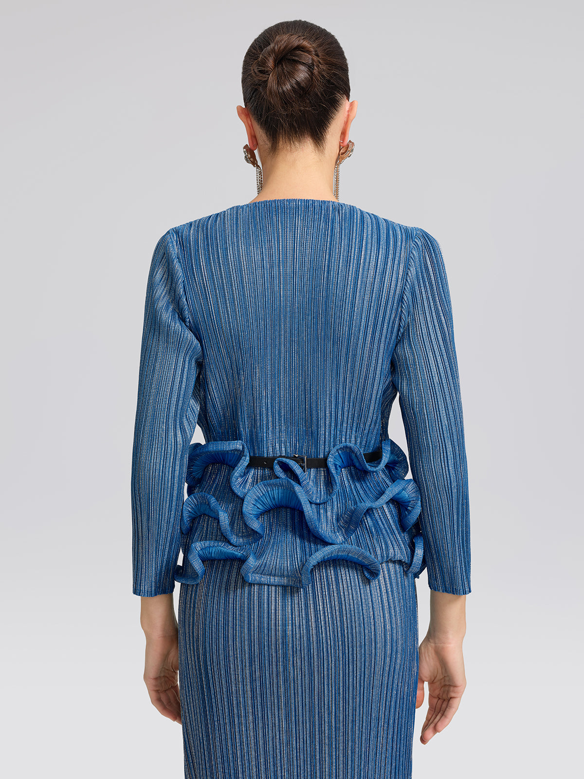 Blue Pleated Bubble-Hem Set