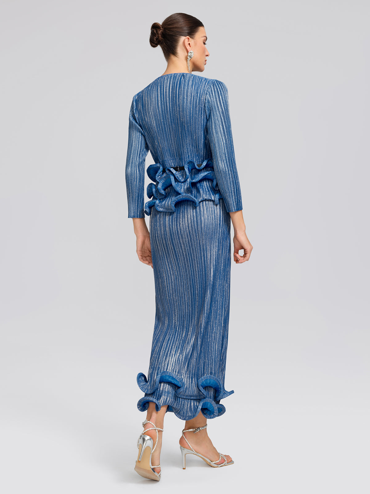 Blue Pleated Bubble-Hem Set