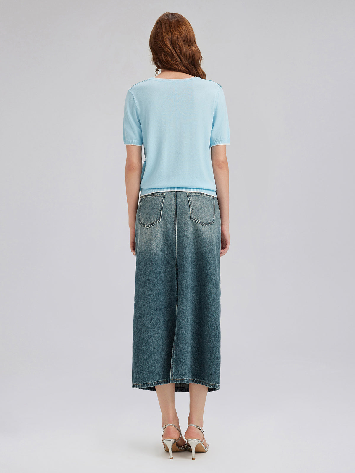 Silk Floral Knit Crew T-Shirt