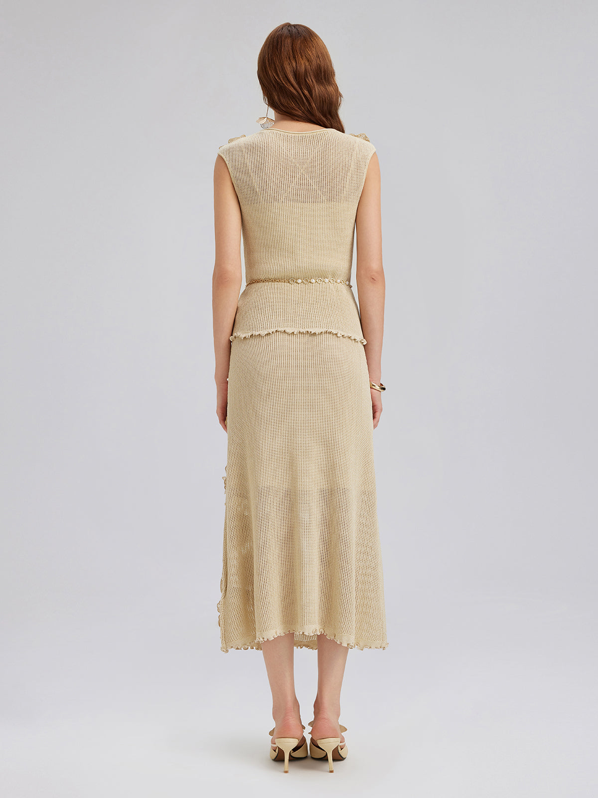 Hand-Lace Beaded Knit Skirt