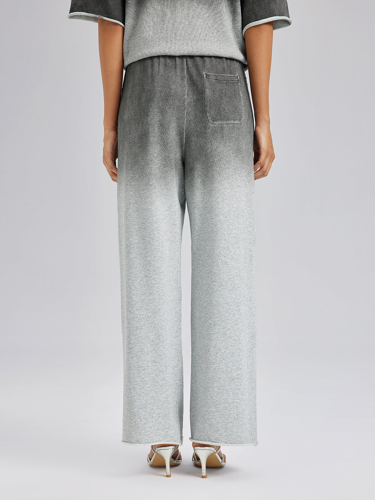 Ombre Rhinestones Washed Knit Pants