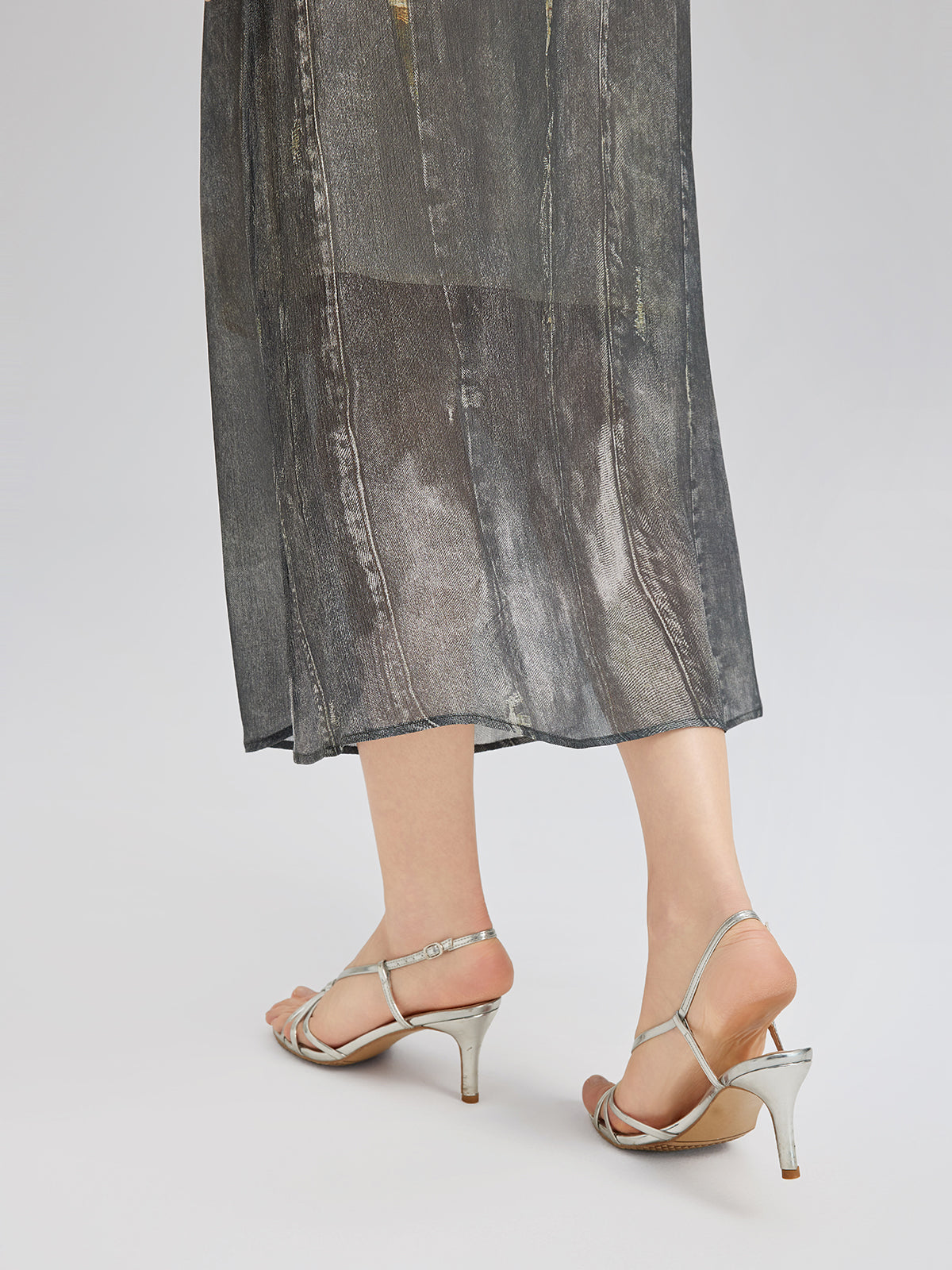 Final Sale | Washed Faux Denim Midi Skirt