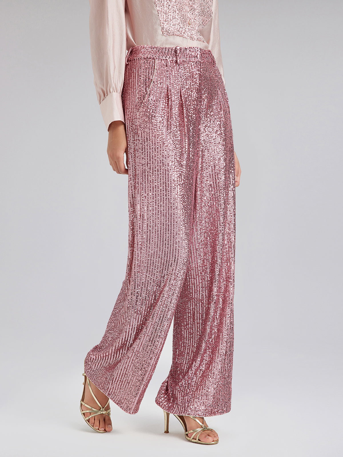Light Luxury Sequin Wide-Leg Pants