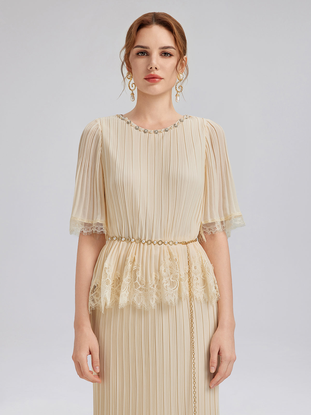 Final Sale | Pleated Lace Stretch Waist Set