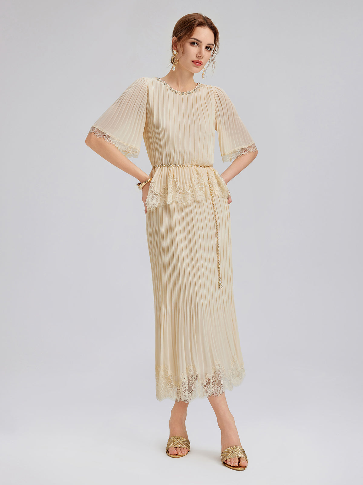 Final Sale | Pleated Lace Stretch Waist Set