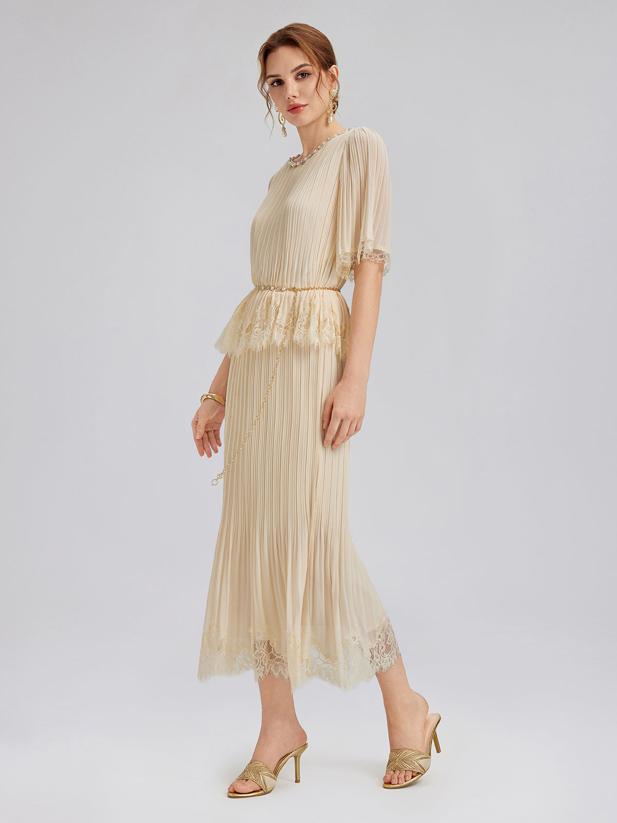 Final Sale | Pleated Lace Stretch Waist Set