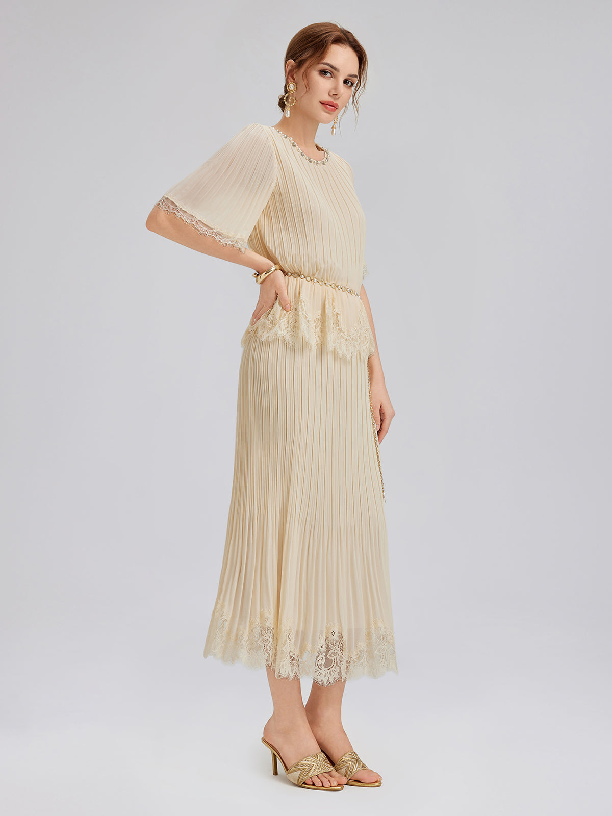 Final Sale | Pleated Lace Stretch Waist Set