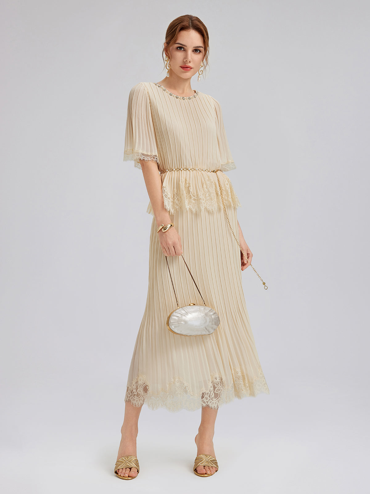 Final Sale | Pleated Lace Stretch Waist Set