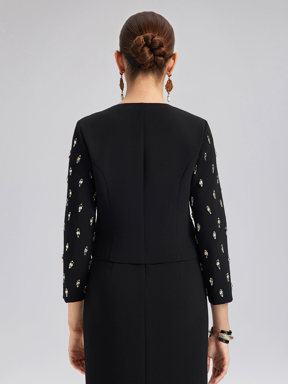 Hand-Beaded Bow Detail Jacket