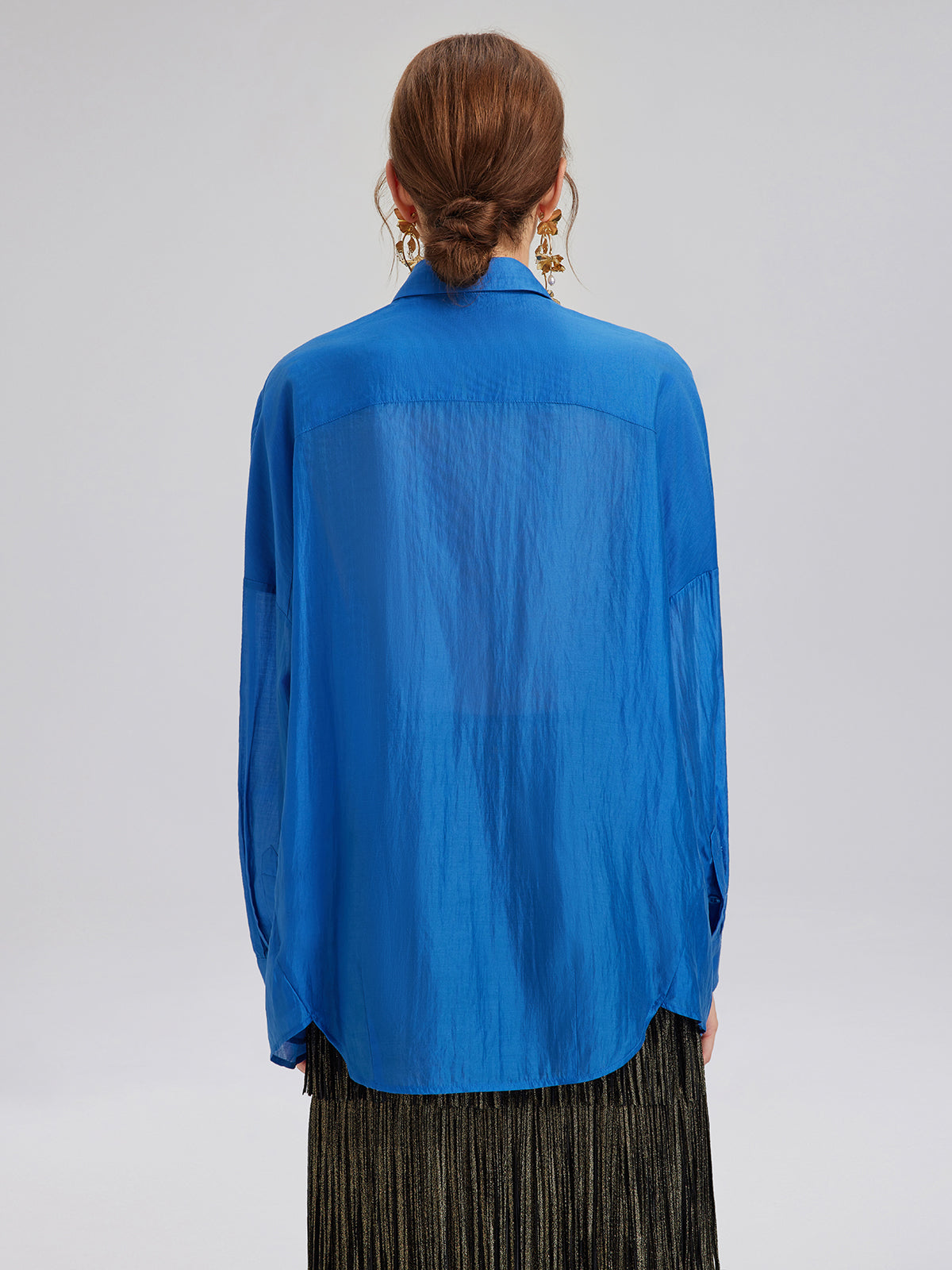 3D Floral Embroidered Loose Shirt