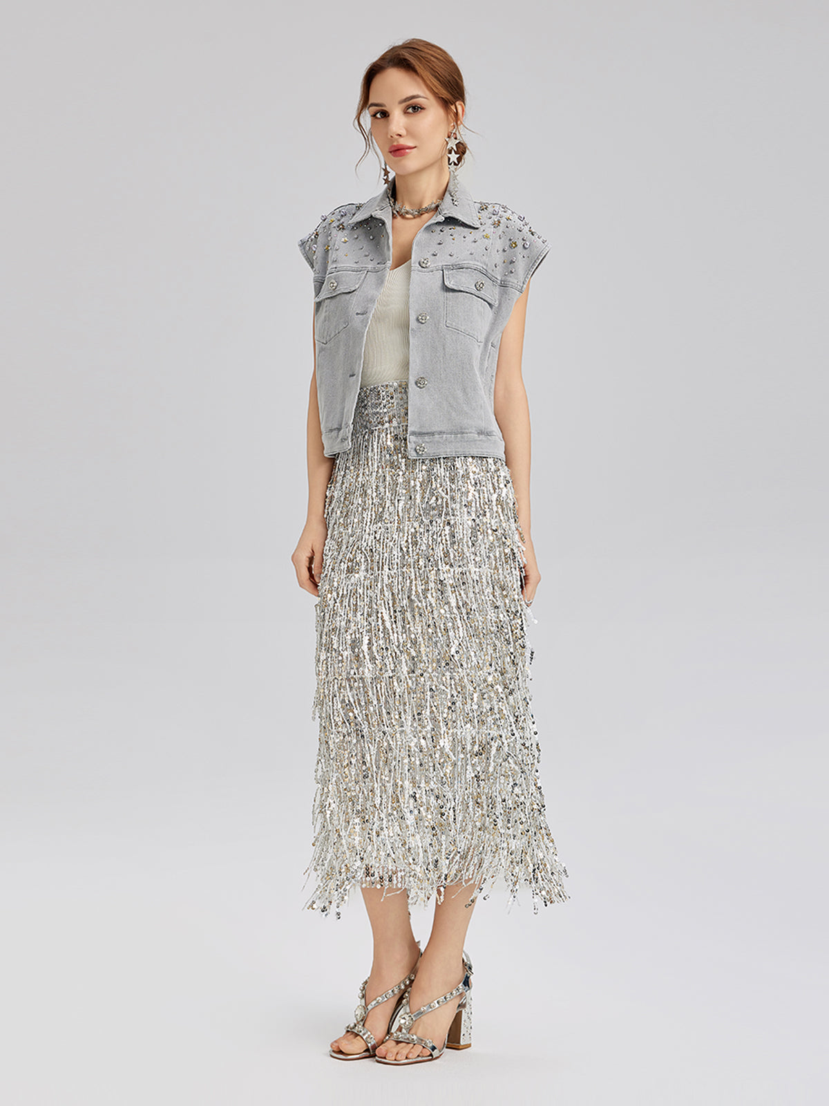 Final Sale | Hand-Beaded Soft Denim Vest