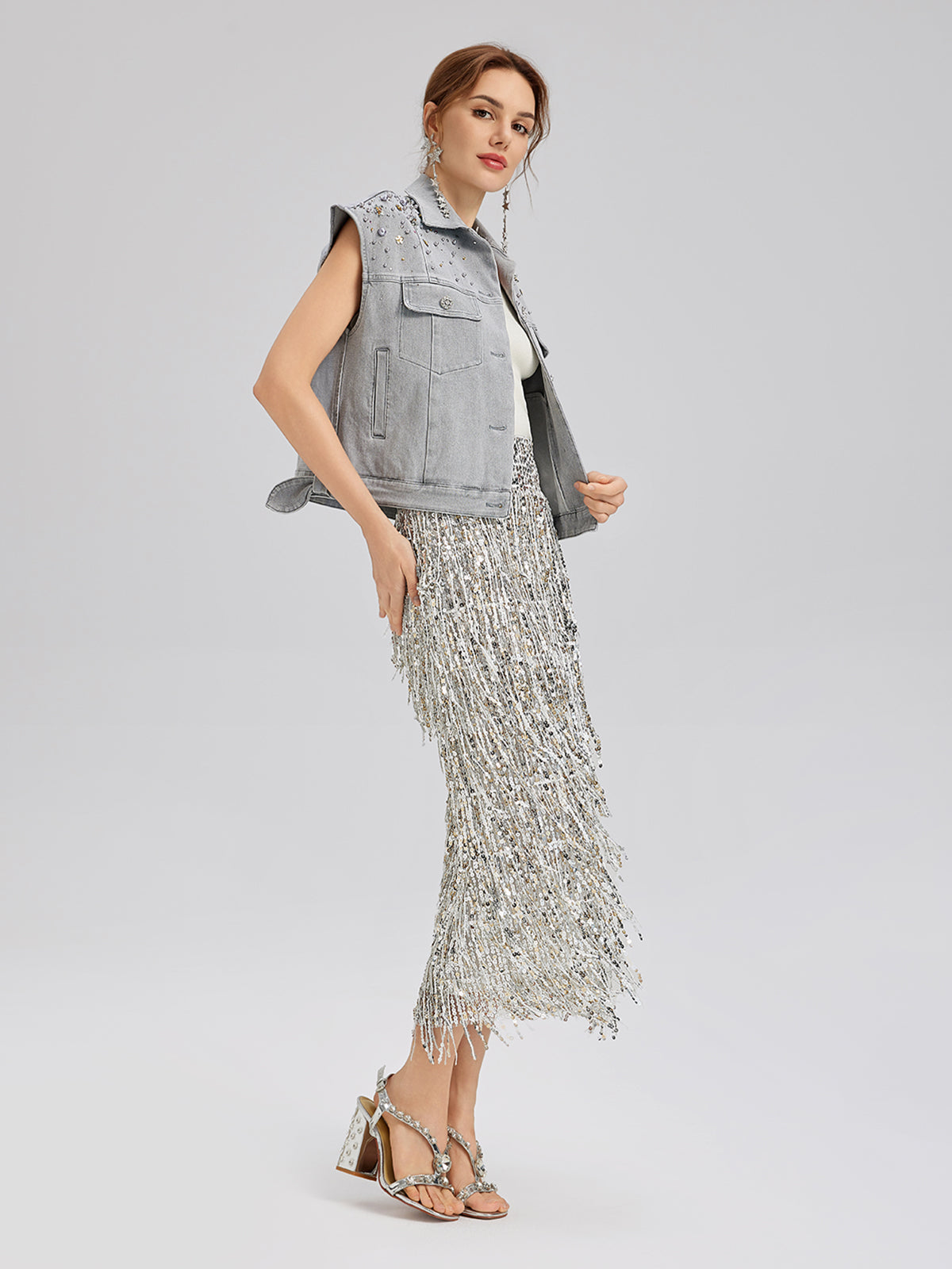 Final Sale | Hand-Beaded Soft Denim Vest