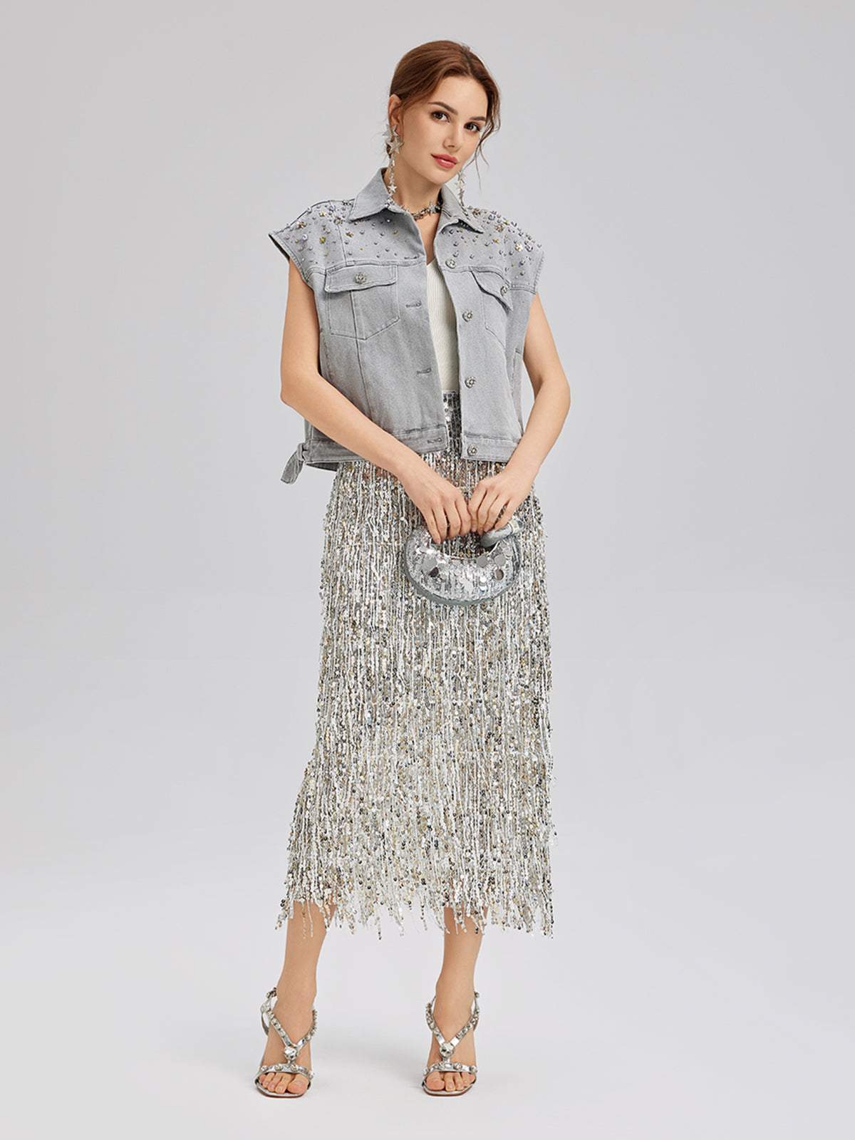 Final Sale | Hand-Beaded Soft Denim Vest