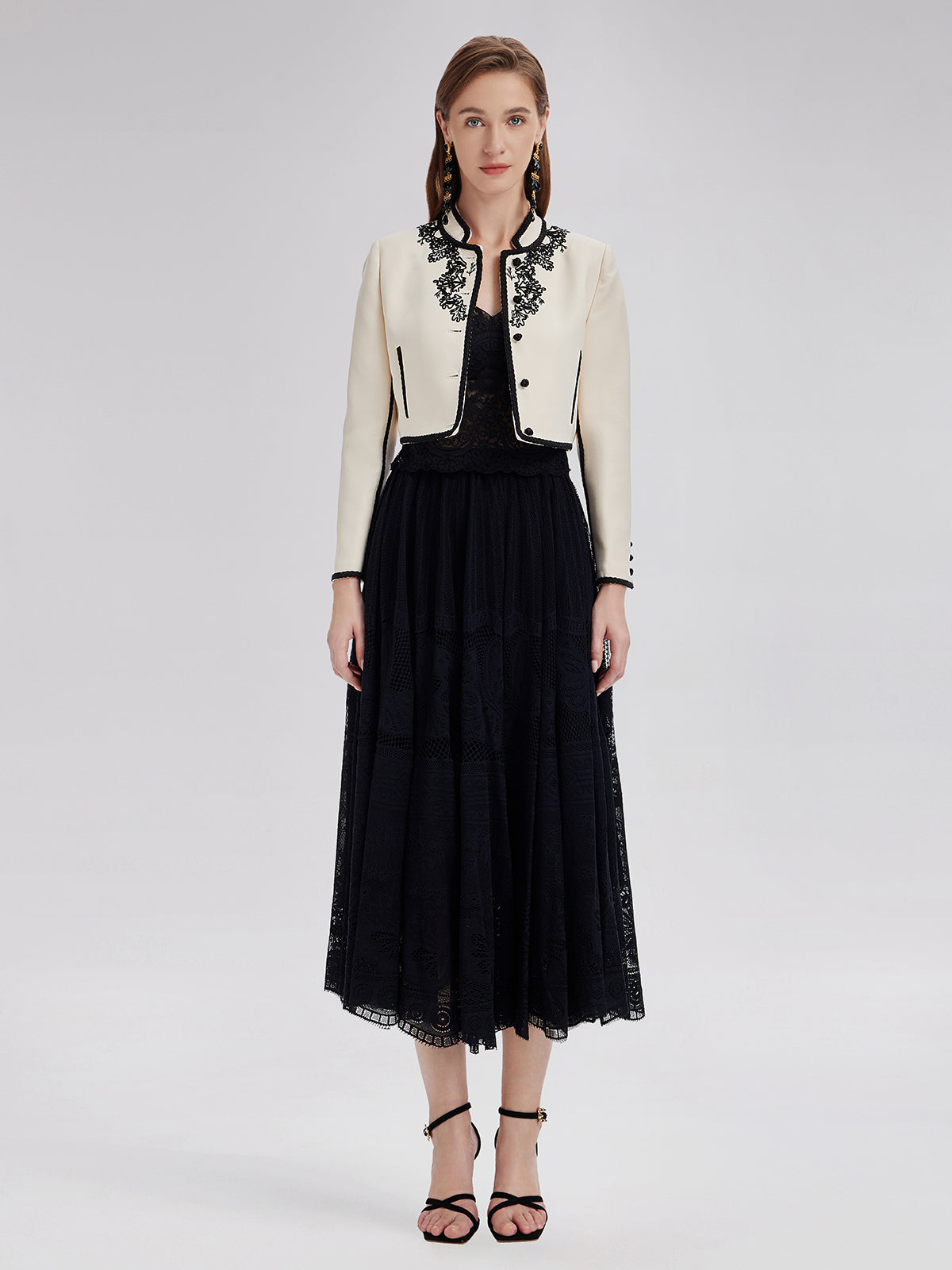 Gorgeous Lace Embroidered Flounce Skirt