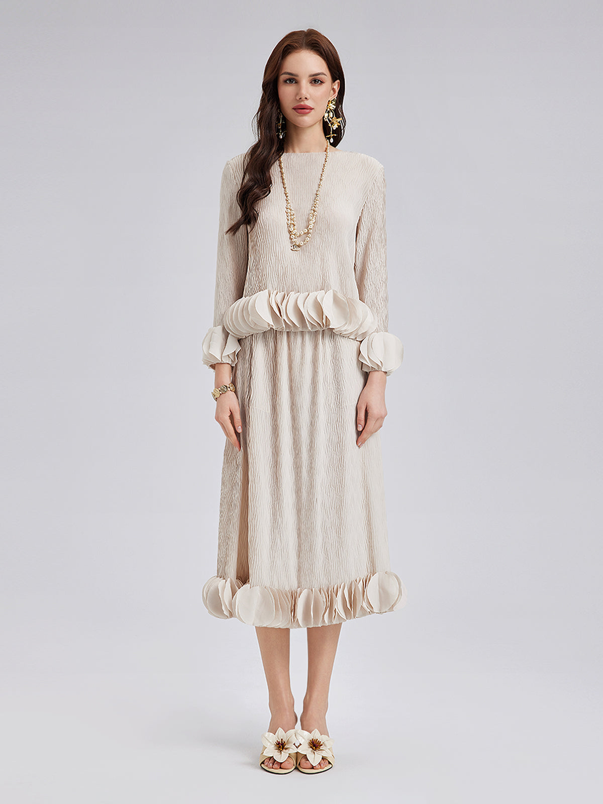 Final Sale | Pleated Floral-Embellished Elegance Set
