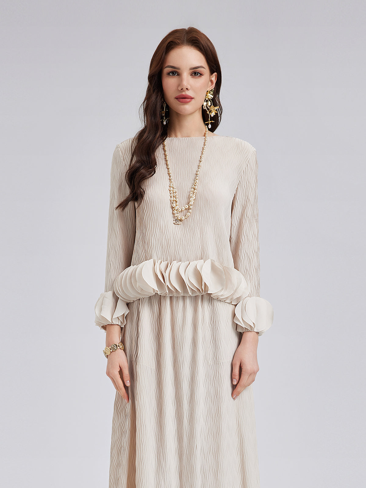 Final Sale | Pleated Floral-Embellished Elegance Set