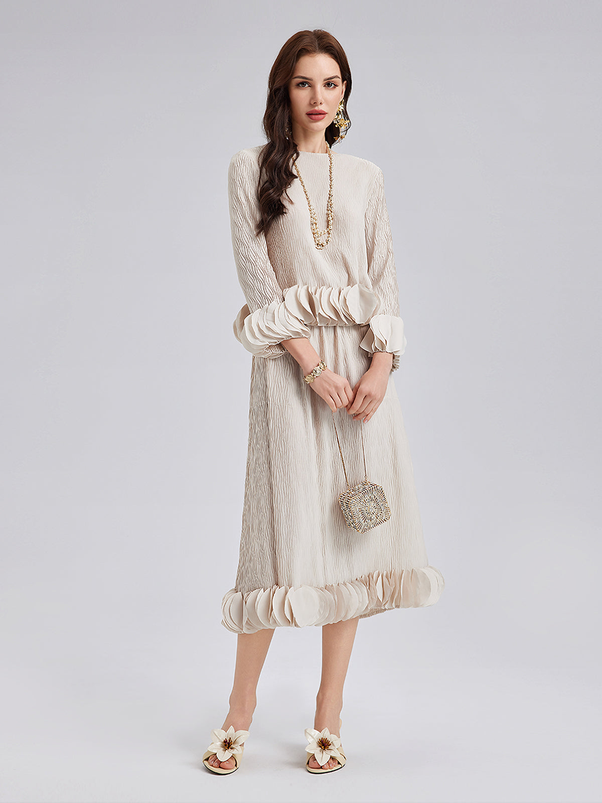 Final Sale | Pleated Floral-Embellished Elegance Set