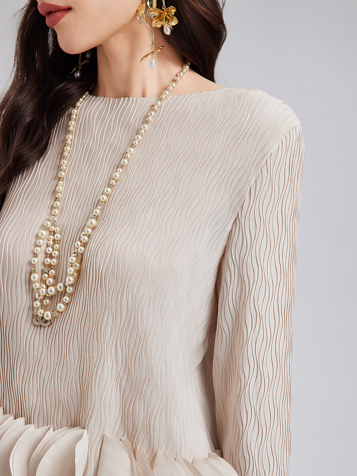 Final Sale | Pleated Floral-Embellished Elegance Set
