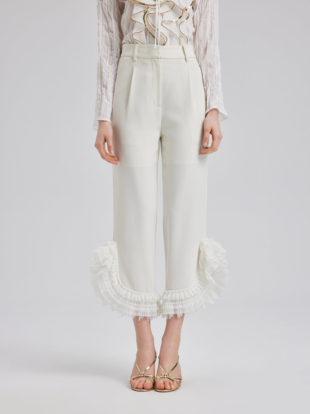 Final Sale | Layered Ruffle Hem Tapered Pants