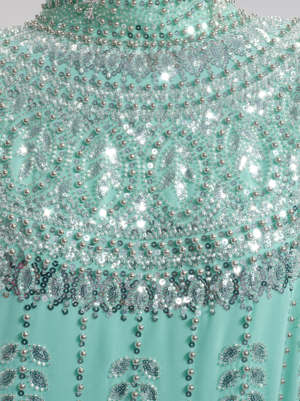 Hand-Beaded Rhinestone Cape Robe (Inner Wear Included)