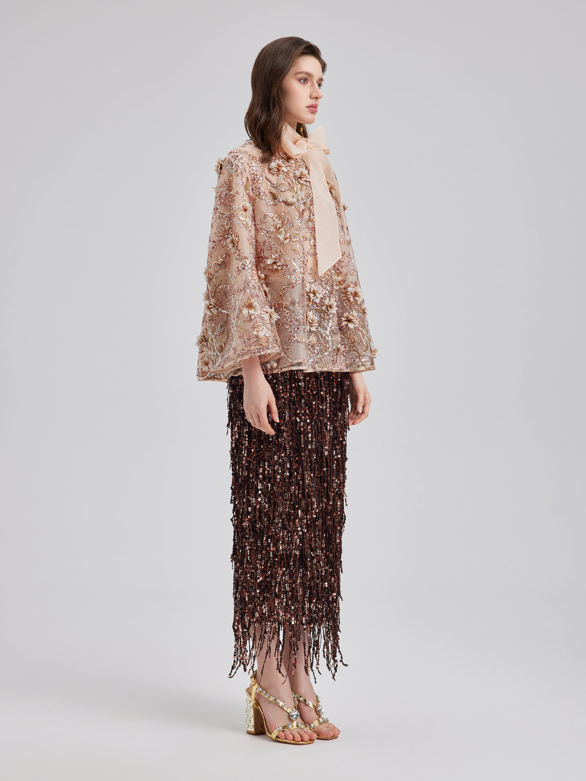 Luxury Embroidered Floral Organza Jacket