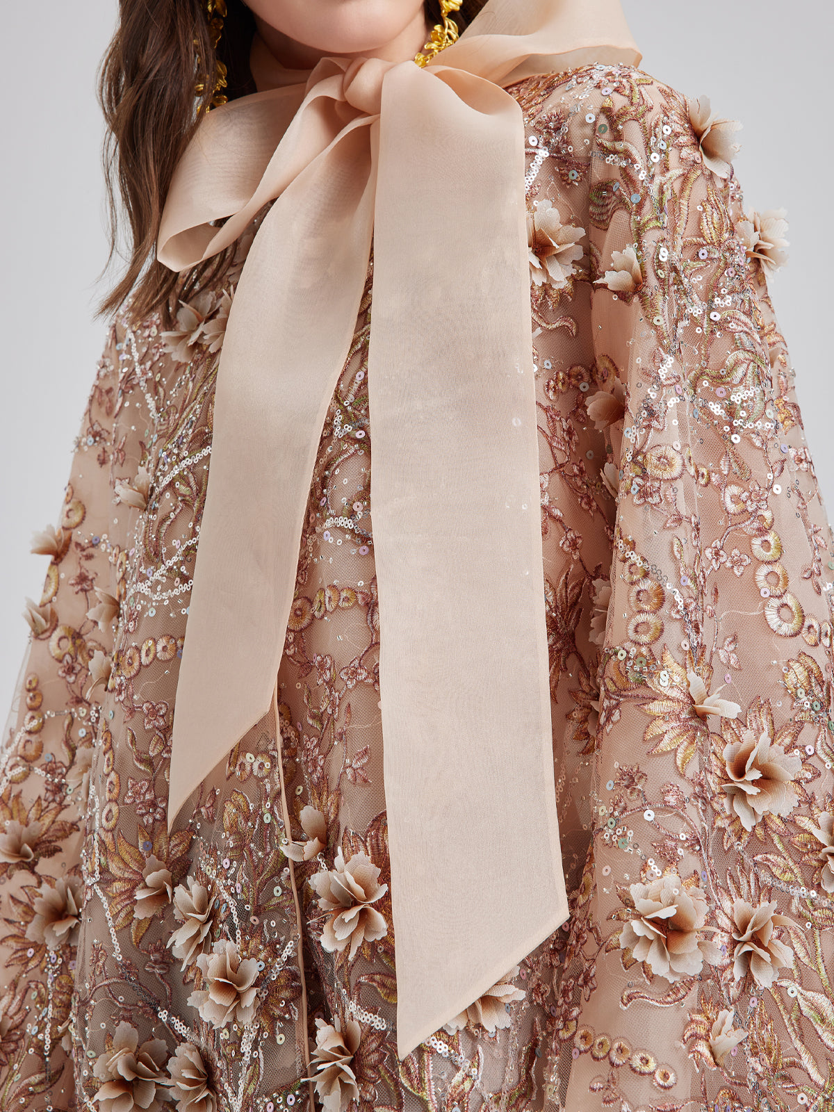 Luxury Embroidered Floral Organza Jacket