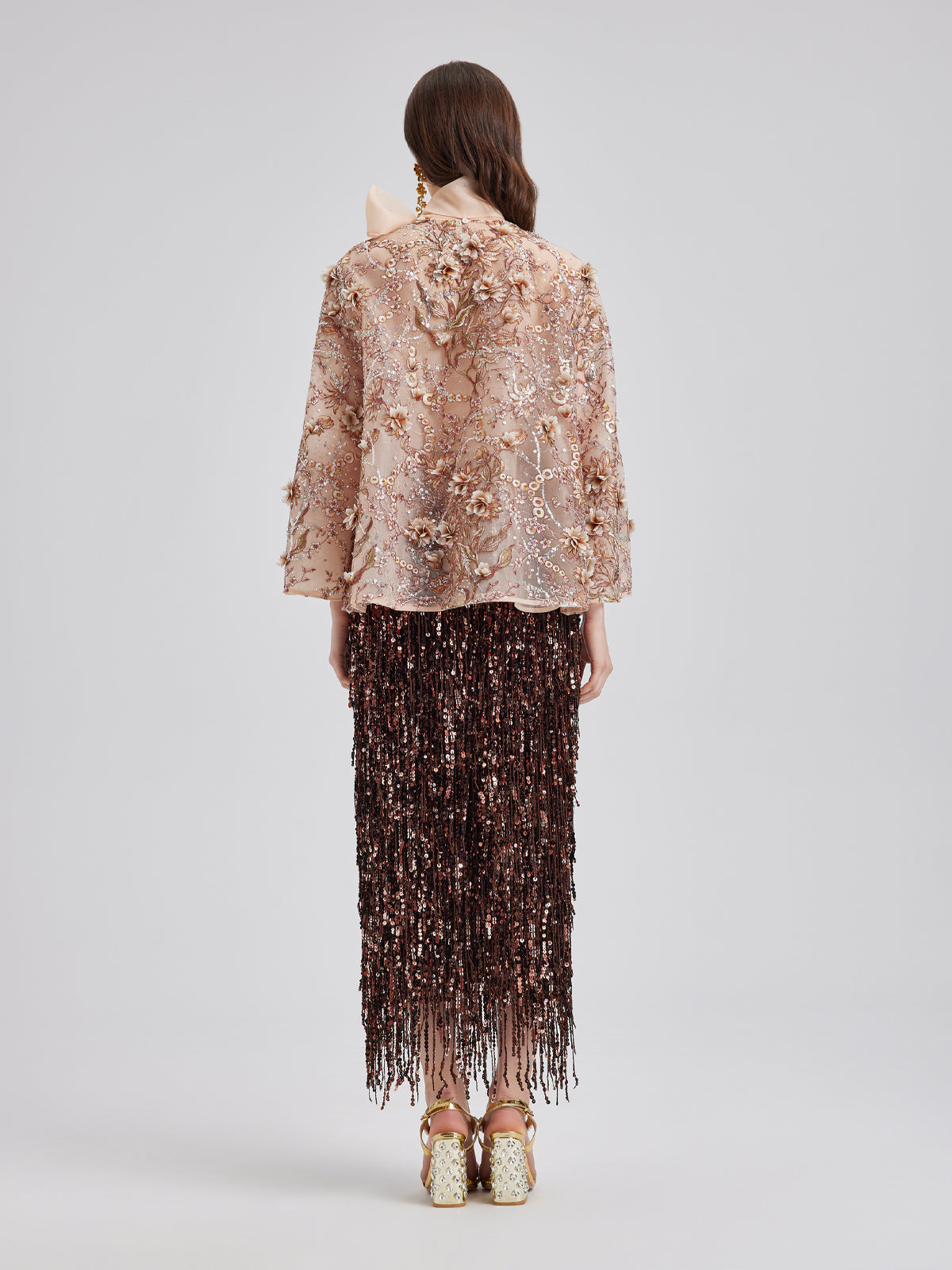 Luxury Embroidered Floral Organza Jacket