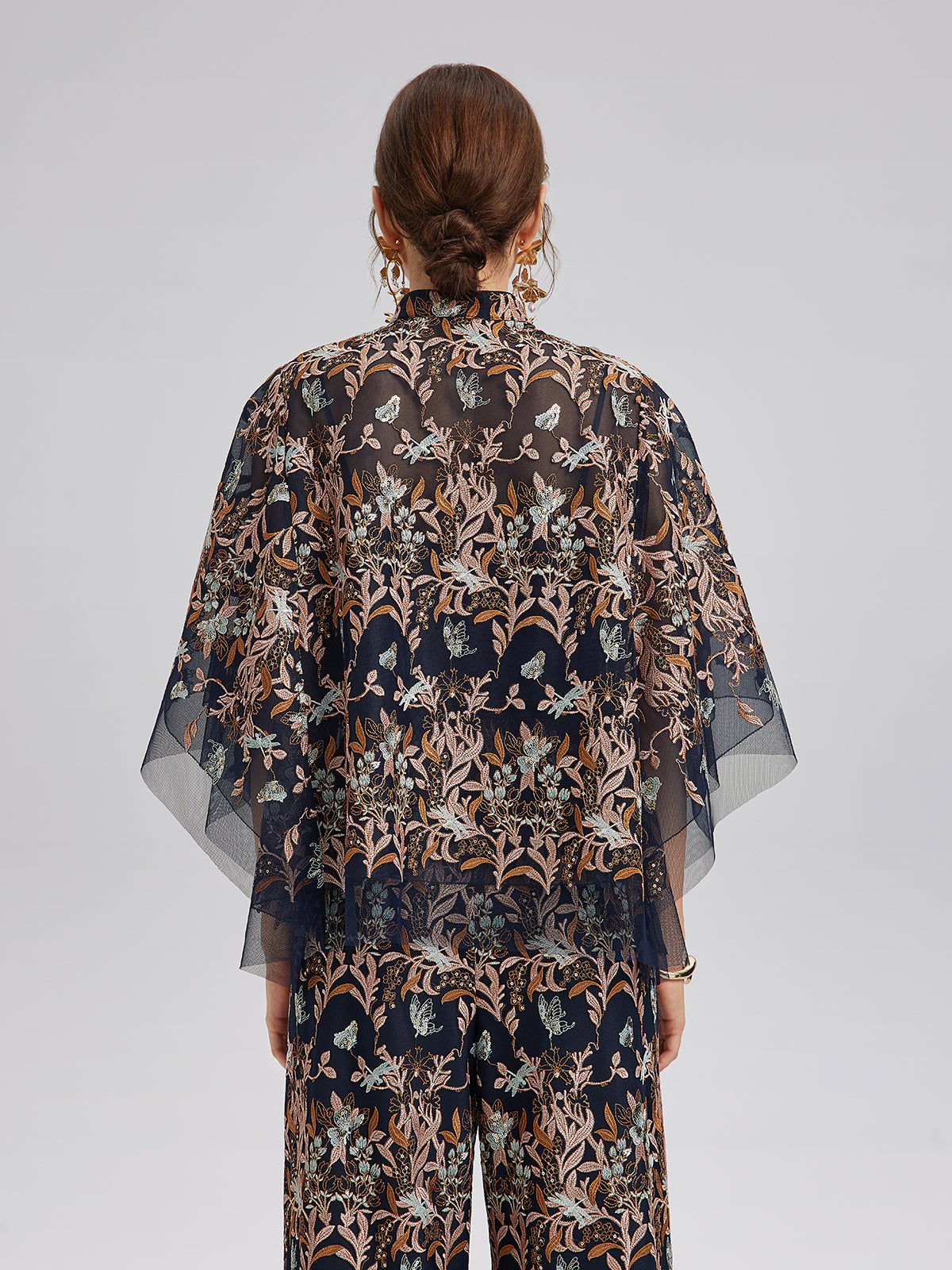 Multicolor Floral Embroidered Beaded Top