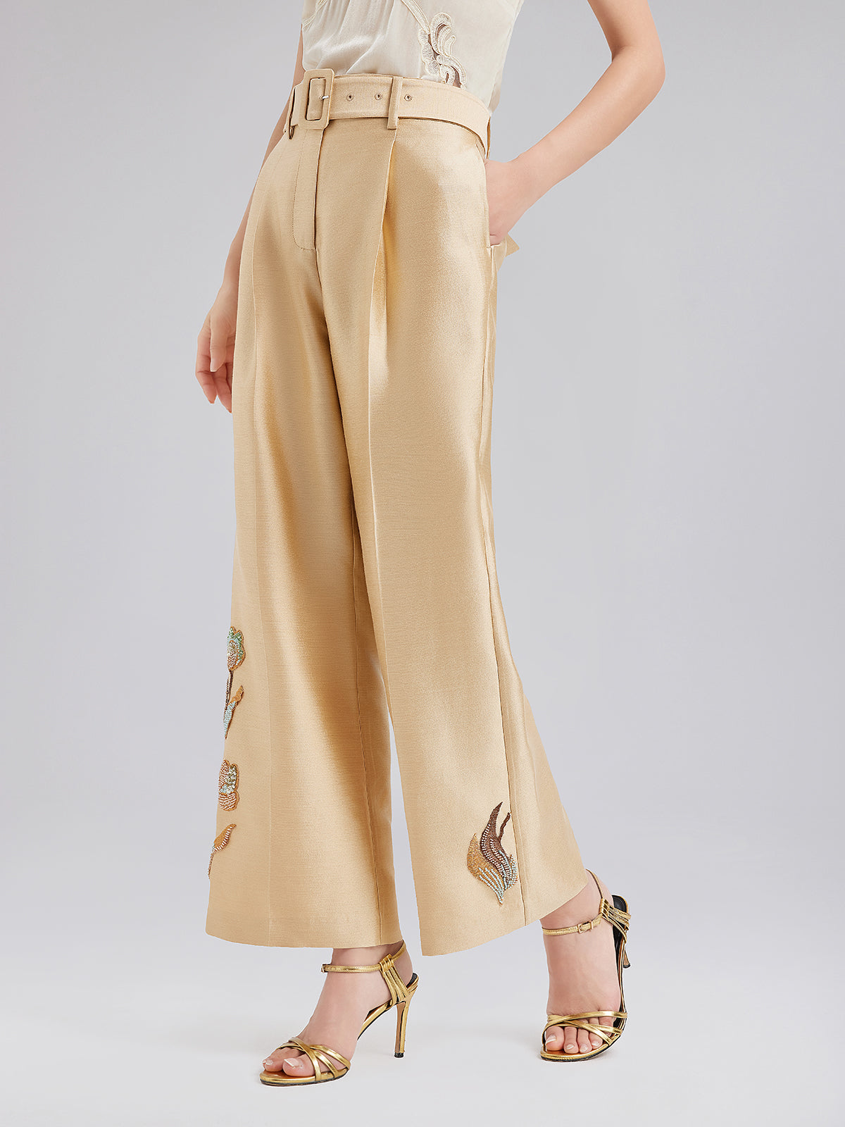 Final Sale | Luxe Floral Sequin Straight-Leg Pants