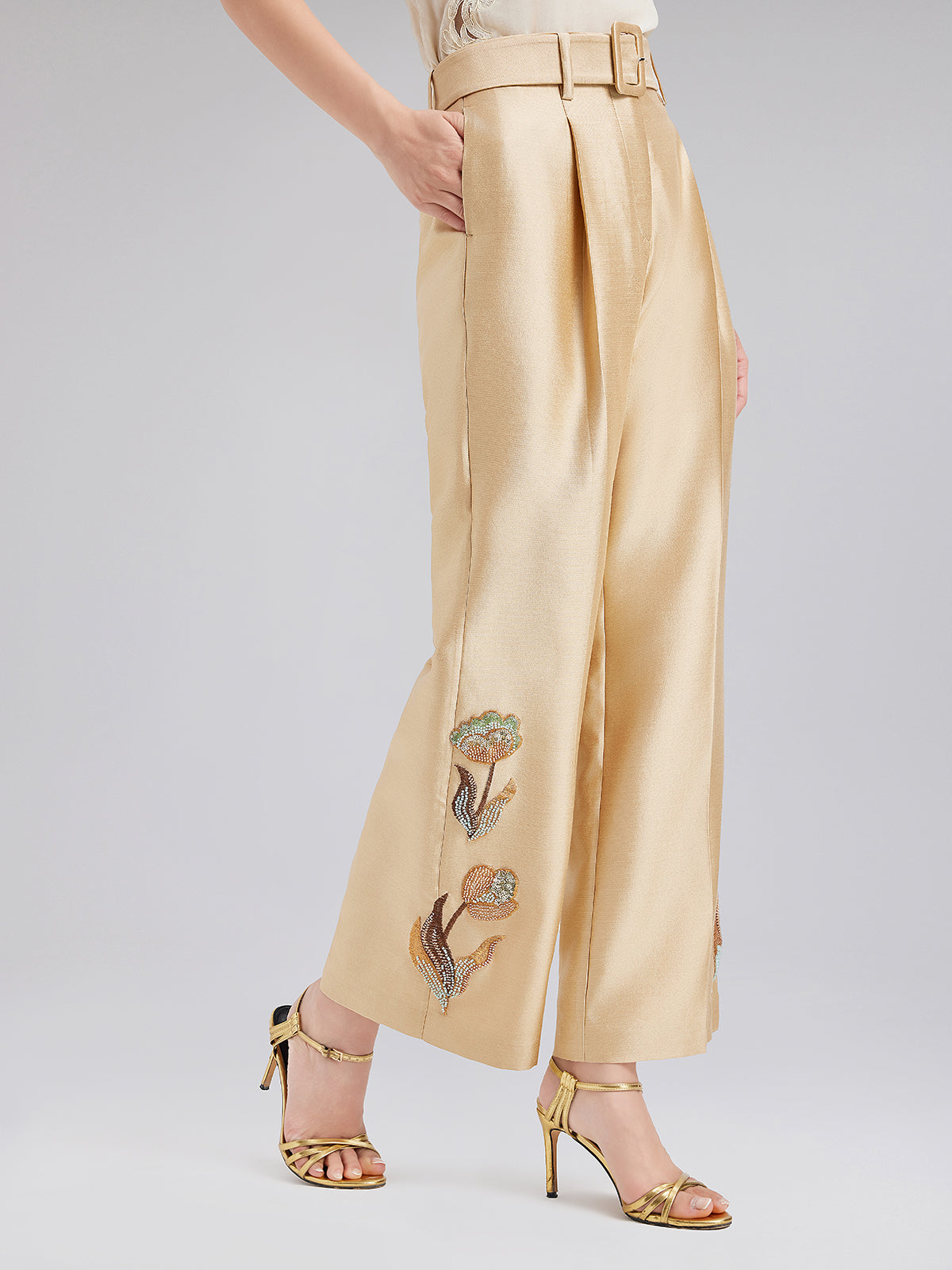 Final Sale | Luxe Floral Sequin Straight-Leg Pants