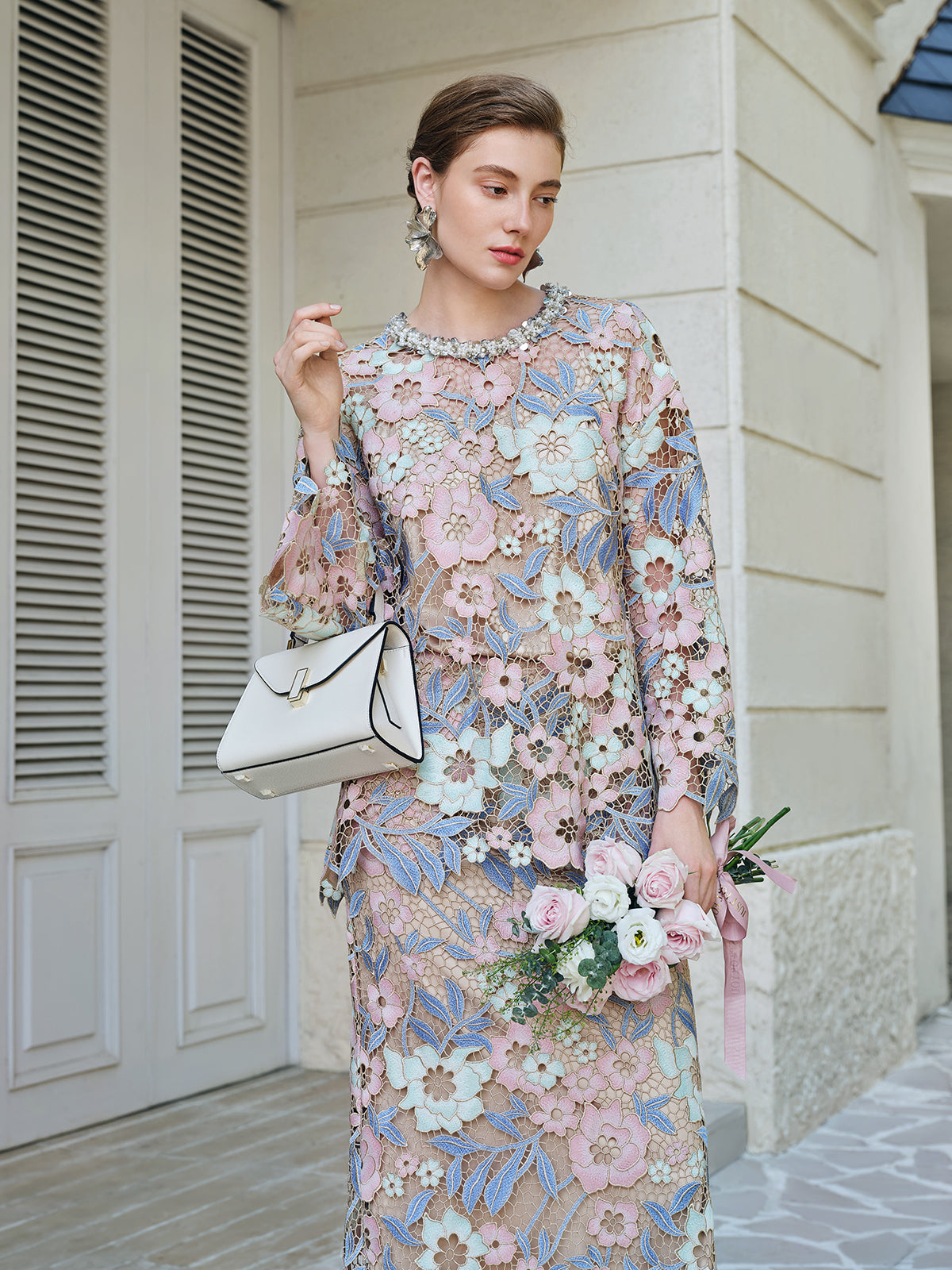Custom Guipure Lace Floral Top