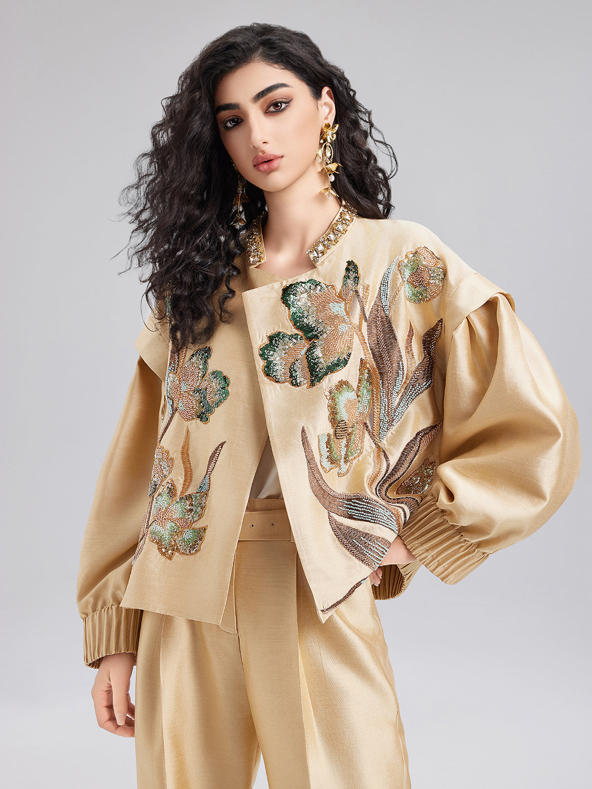Final Sale | Luxe Minimalist Sequin Embroidered Jacket