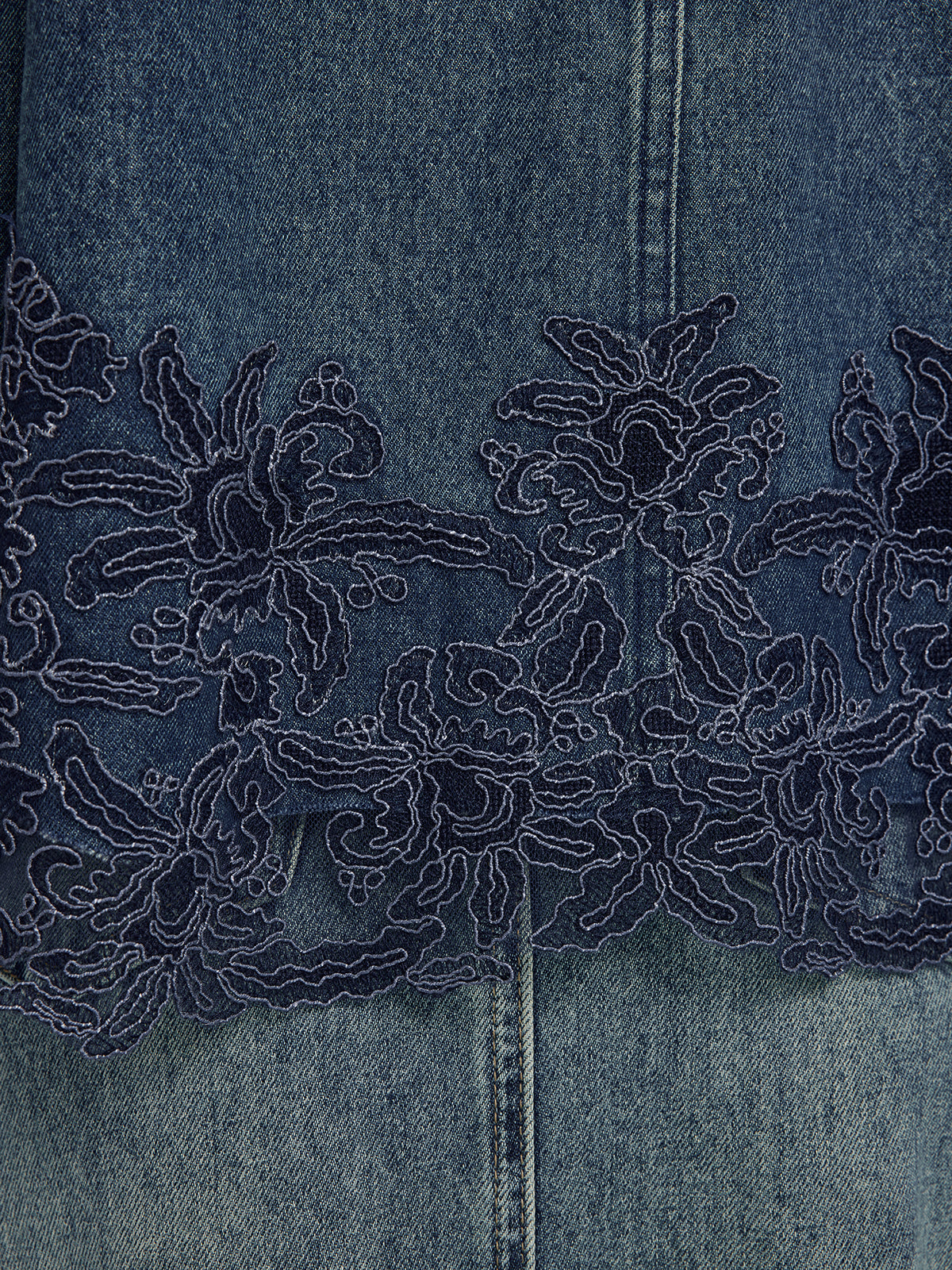 Final Sale | Lace-Paneled Cotton Denim Jacket