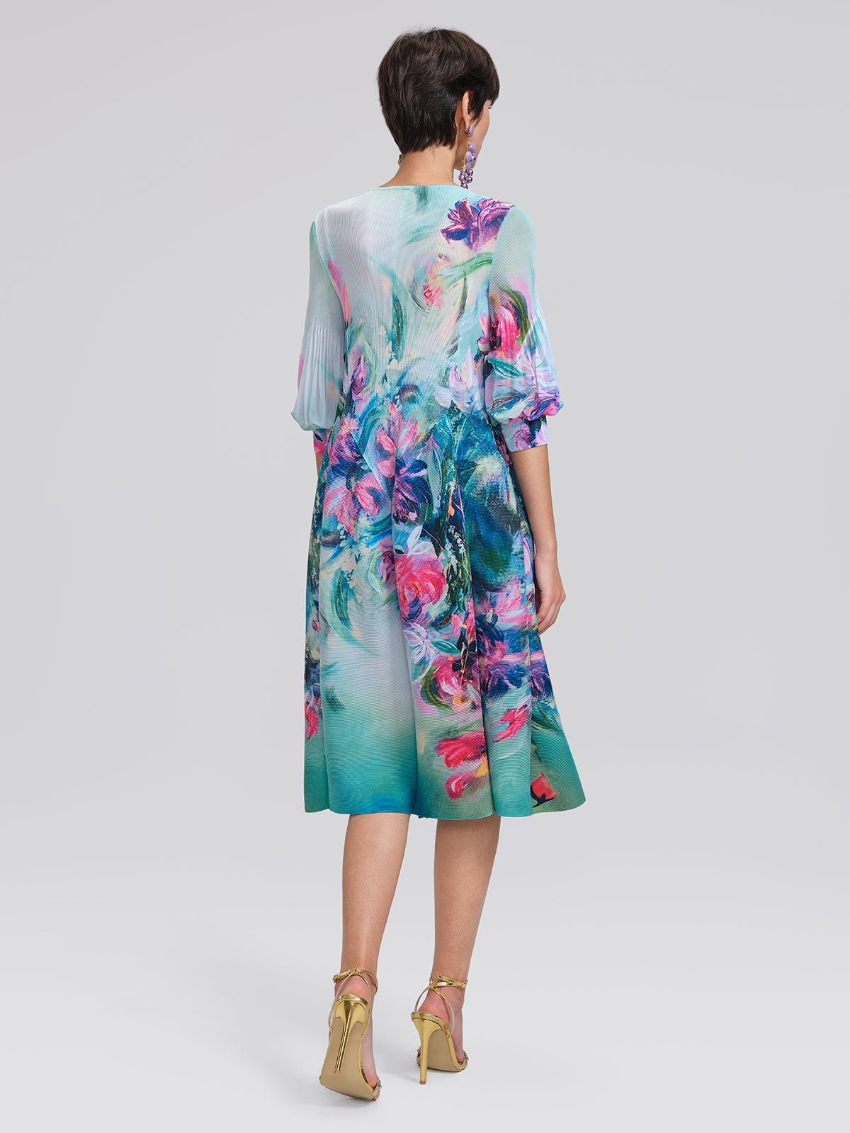 Pleated Stretch Printed Dress