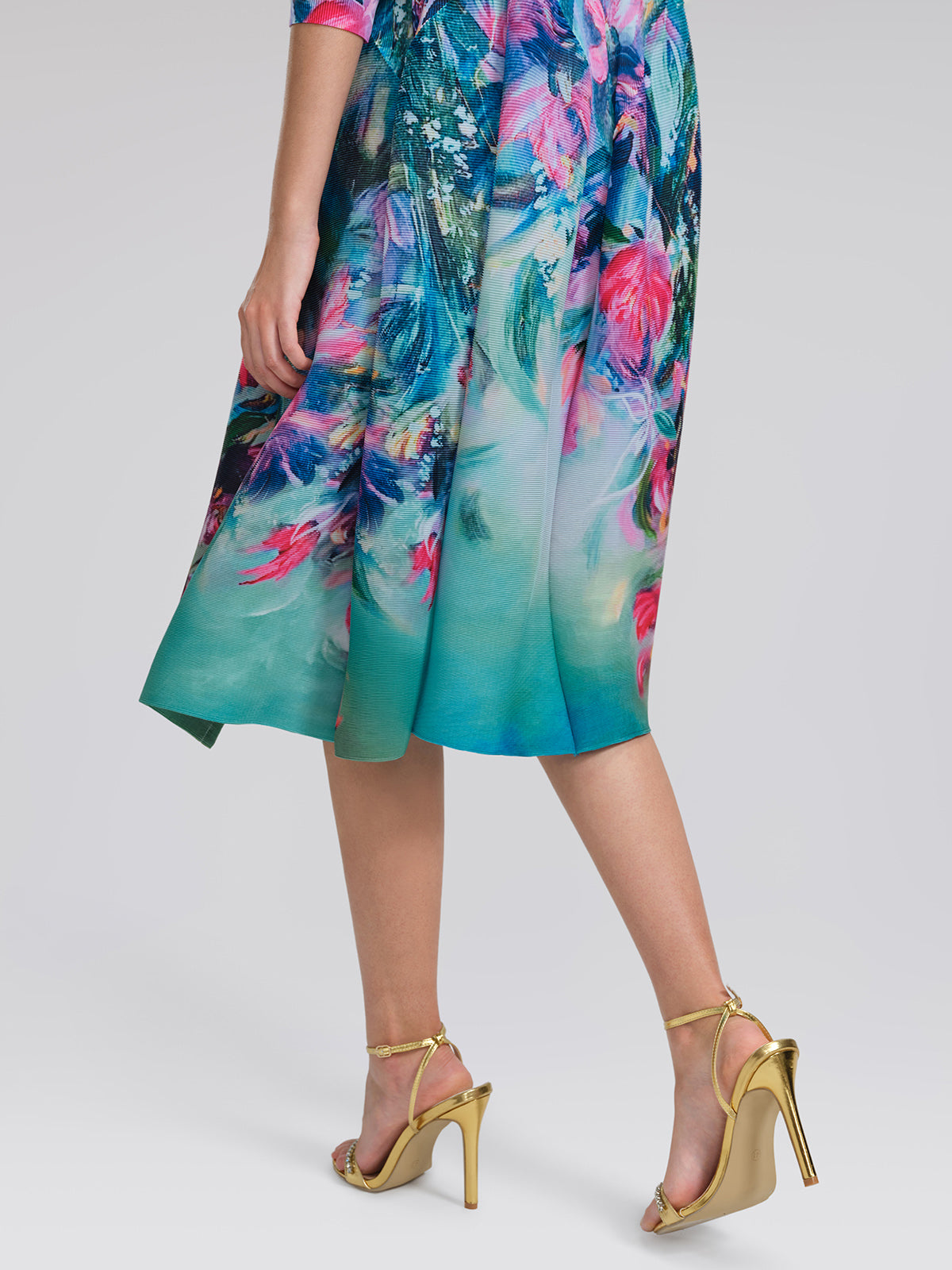 Pleated Stretch Printed Dress