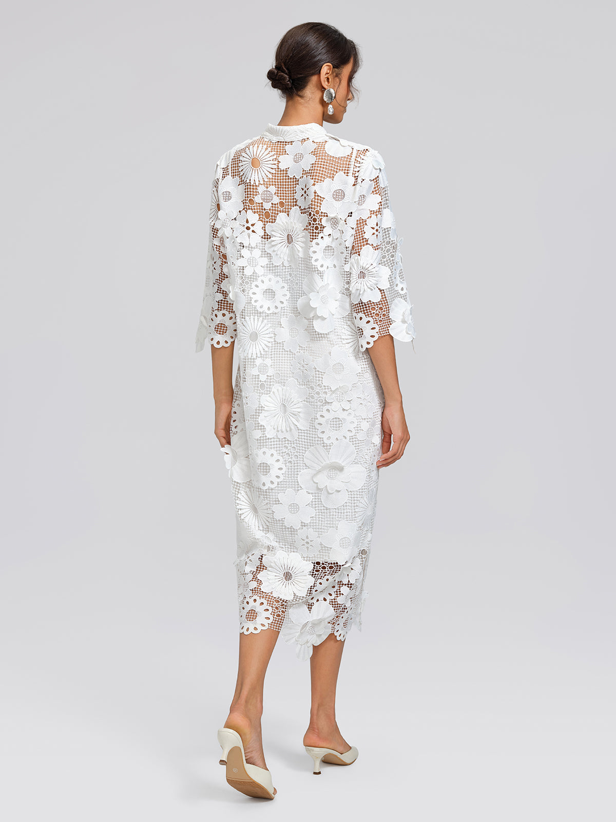 Guipure Lace 3D Floral Maxi Dress (Slip Dress Included)