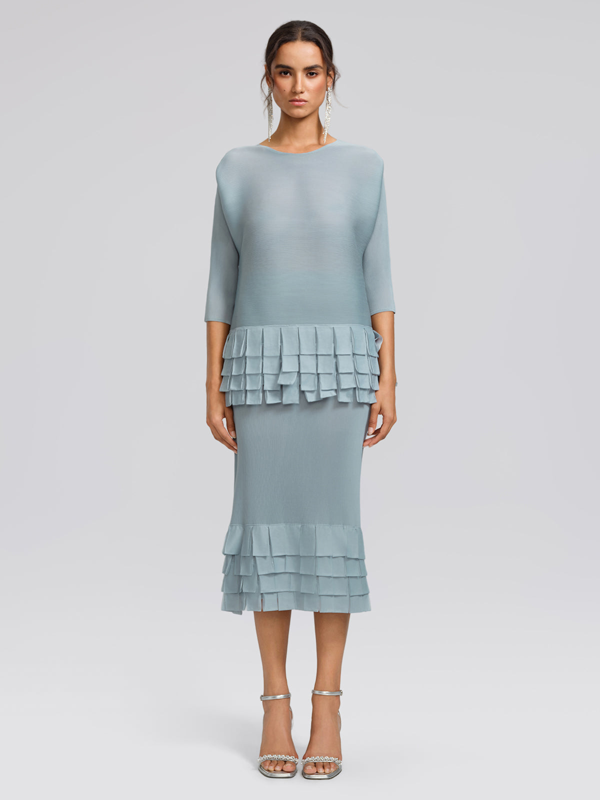 Final Sale | Pleated Textured Scallop-Trimmed Set