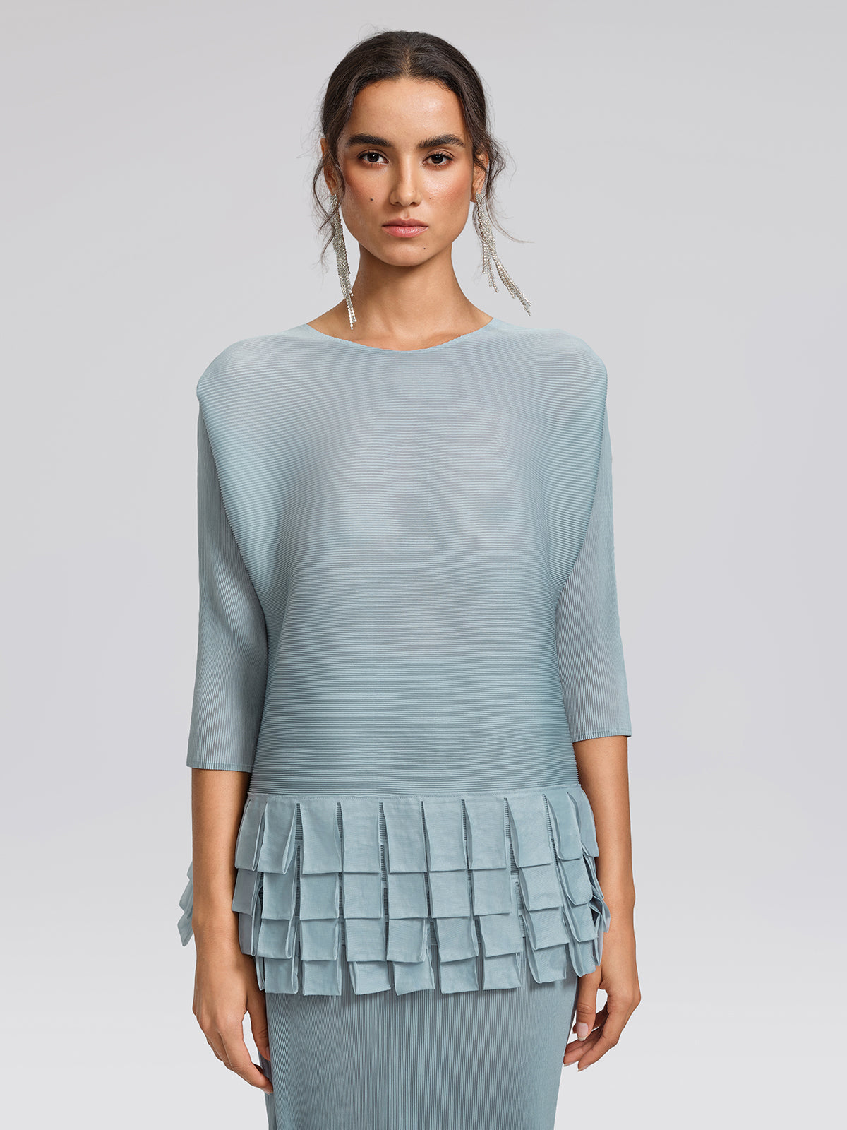 Final Sale | Pleated Textured Scallop-Trimmed Set