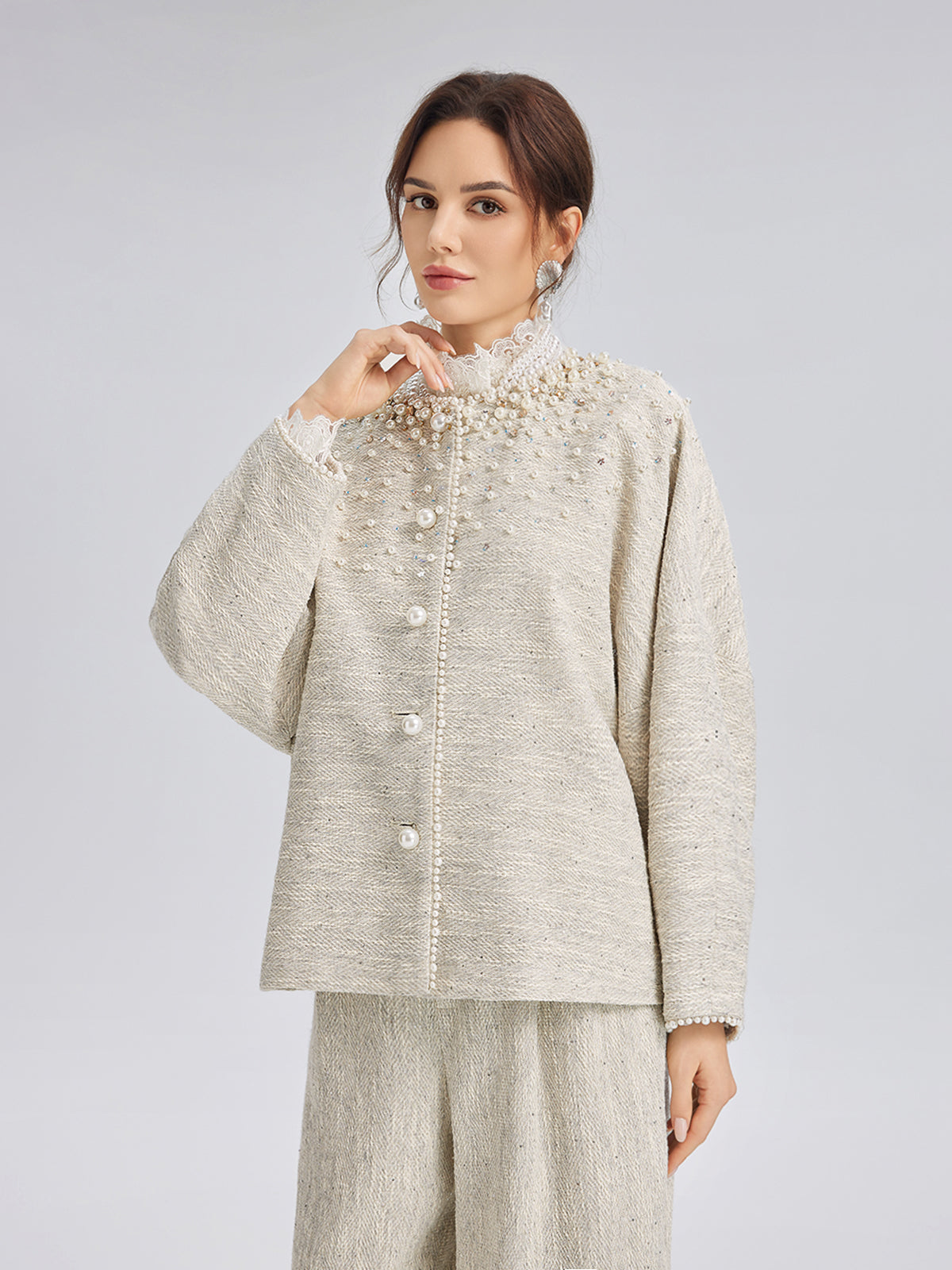 Final Sale | Hand-Sewn Pearl Textured Jacket