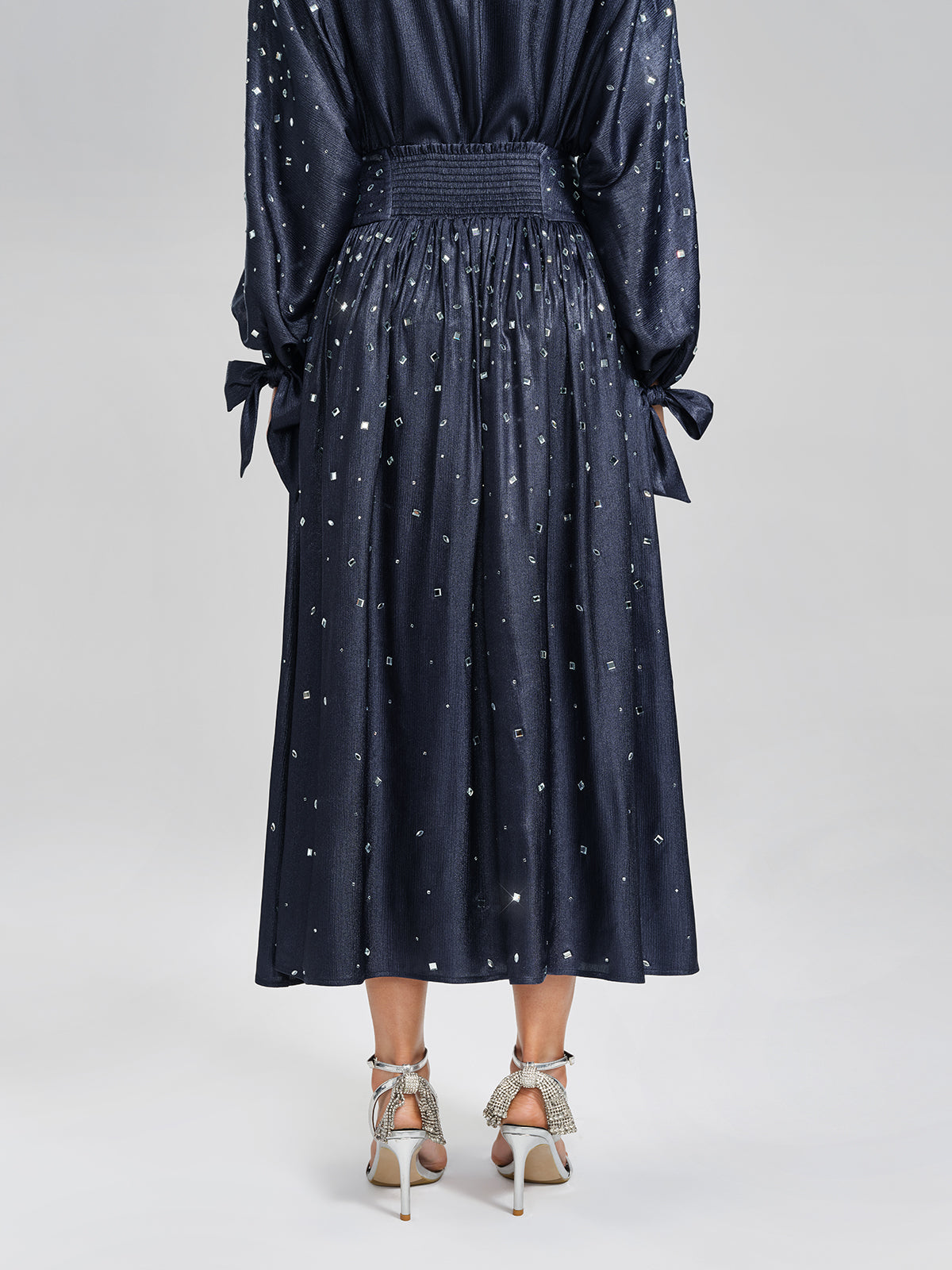 Rhinestone Satin Flare Skirt