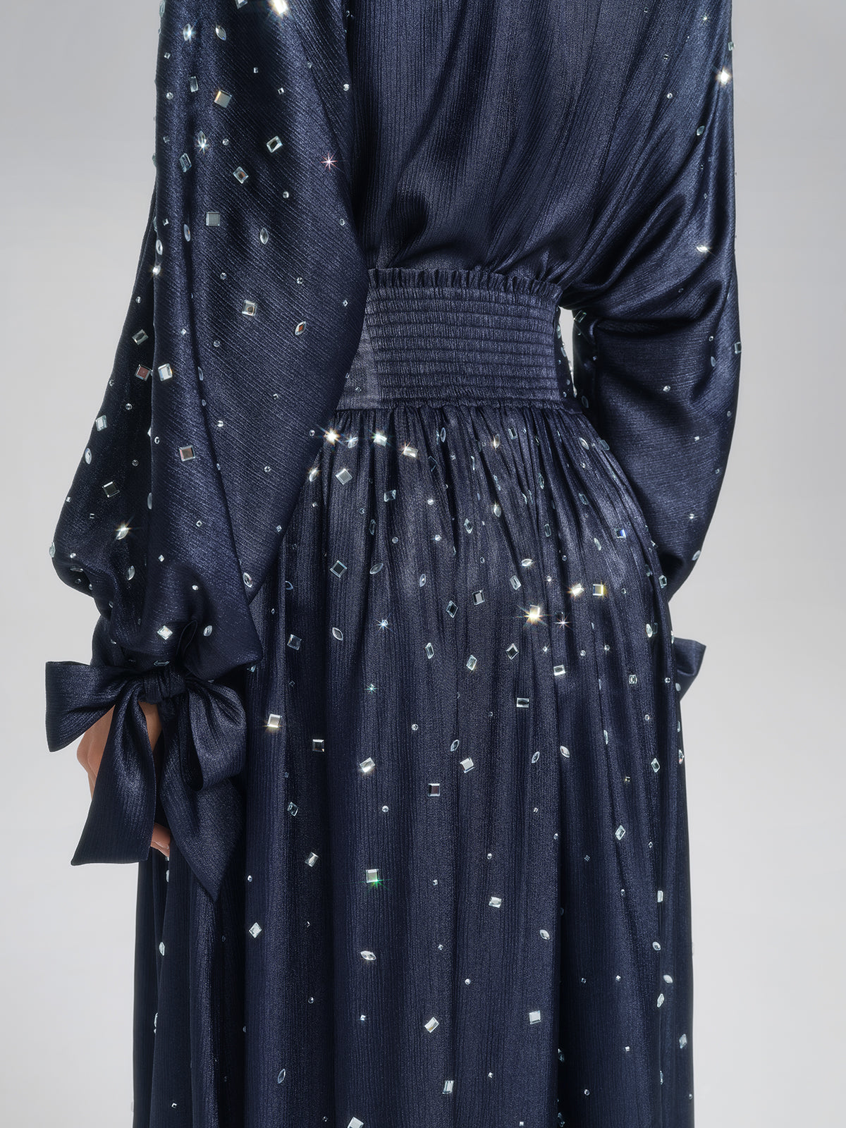 Rhinestone Satin Flare Skirt