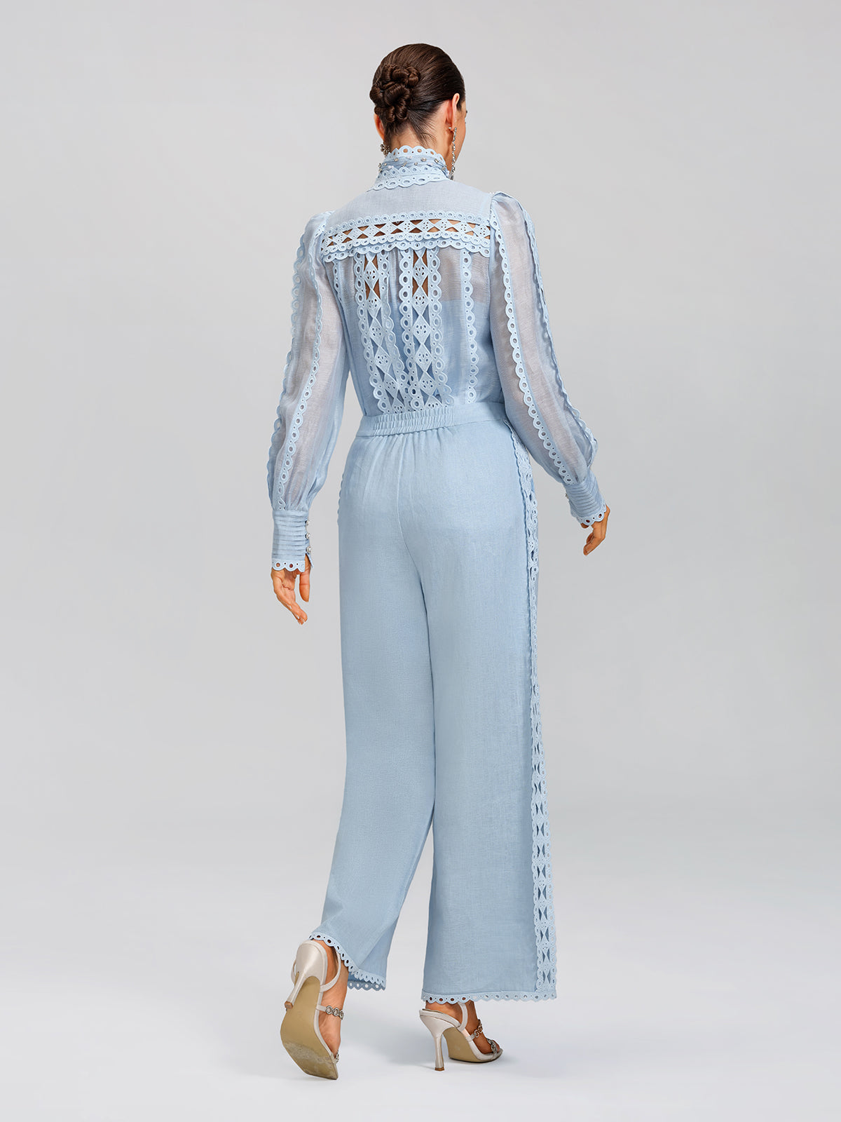 Linen Hand-Beading Trimming Shirt