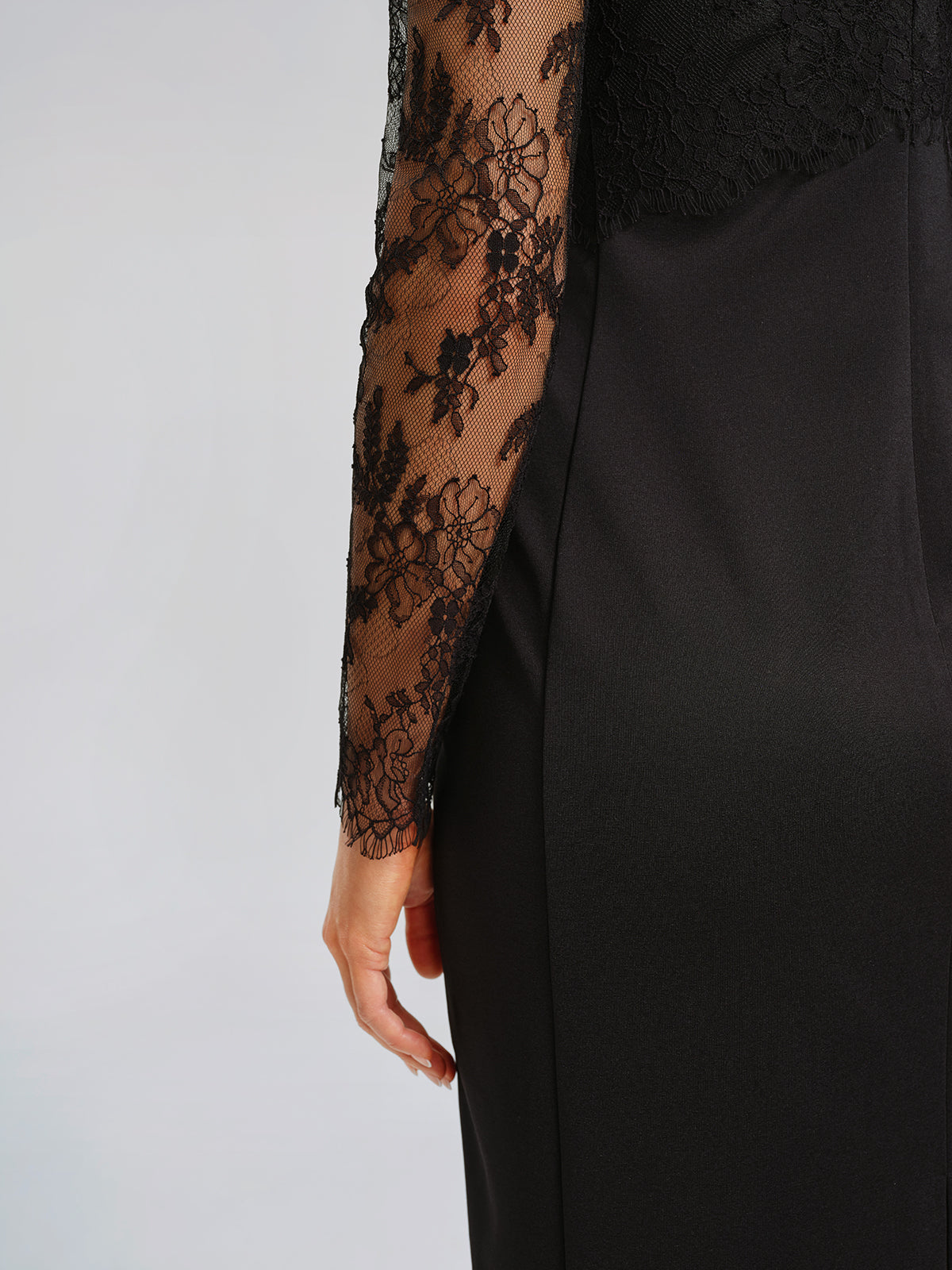 Lace Ribbed Panel Bodycon Dress