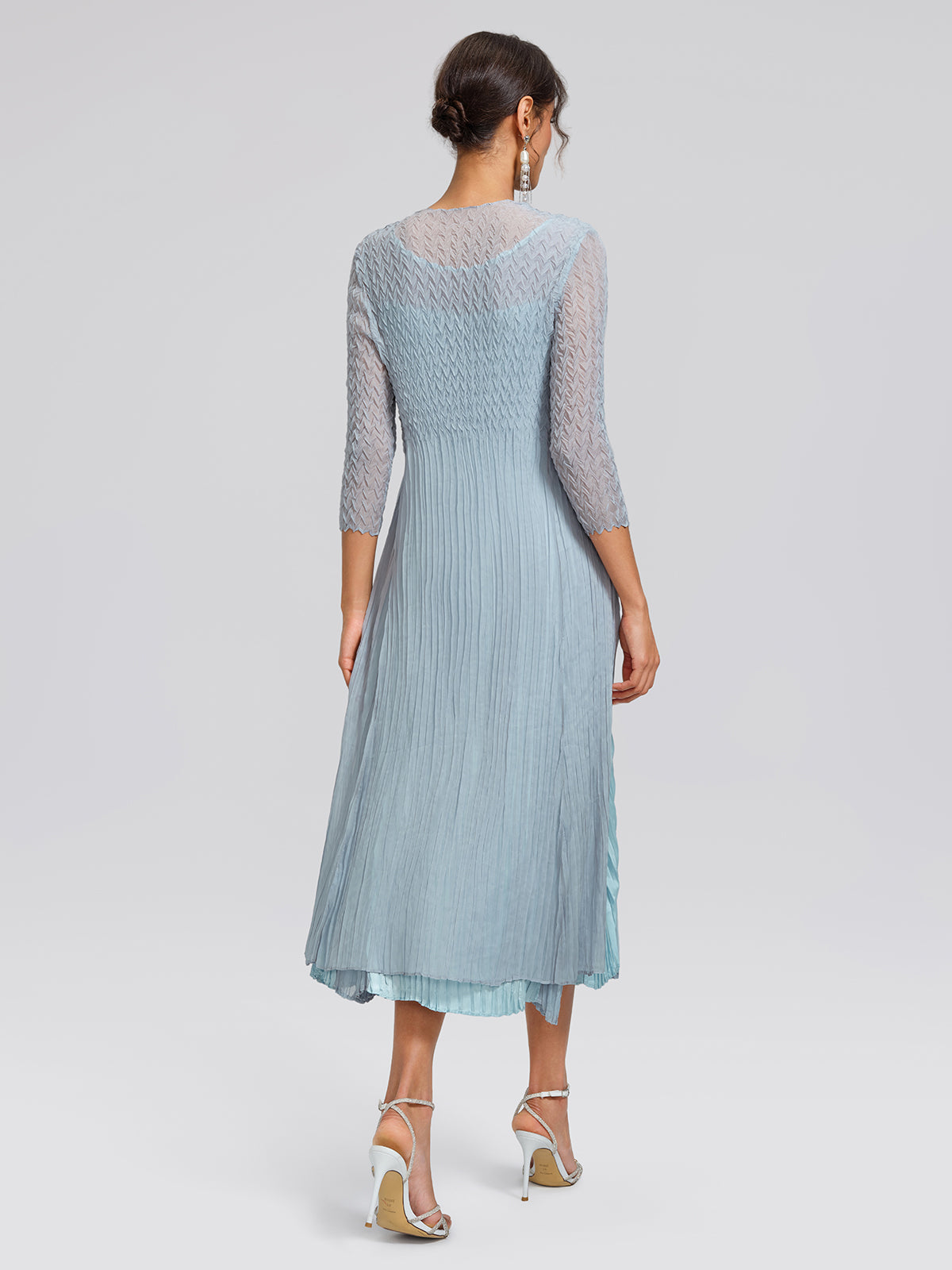 Mint Pleated Artistic Elegant Dress Set