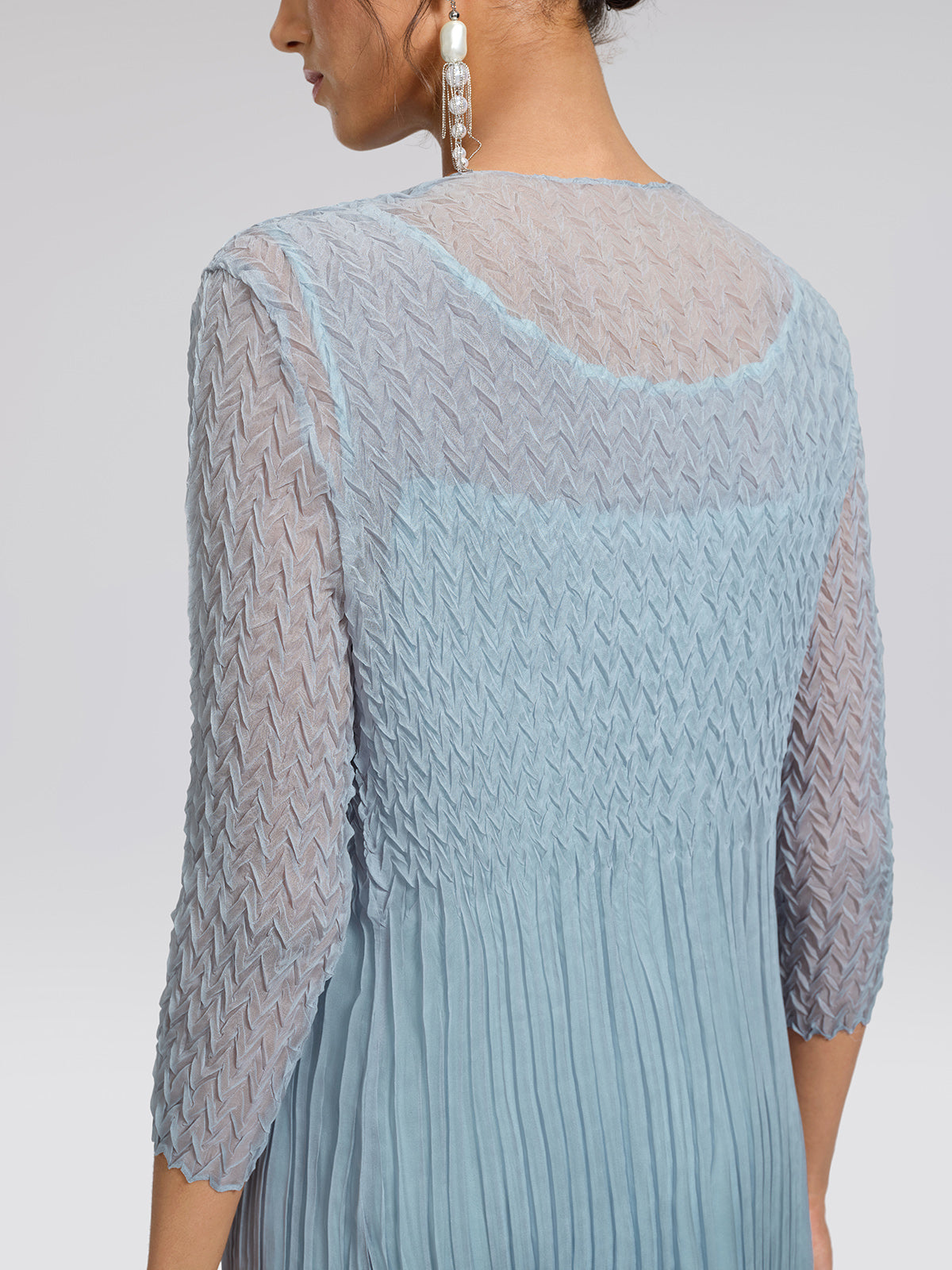 Mint Pleated Artistic Elegant Dress Set
