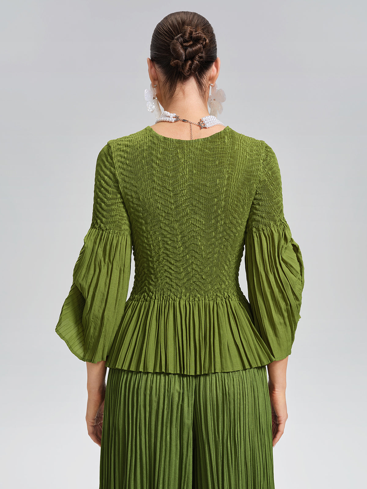 Pleated Fuzzy-Trim Mermaid Stretch Set