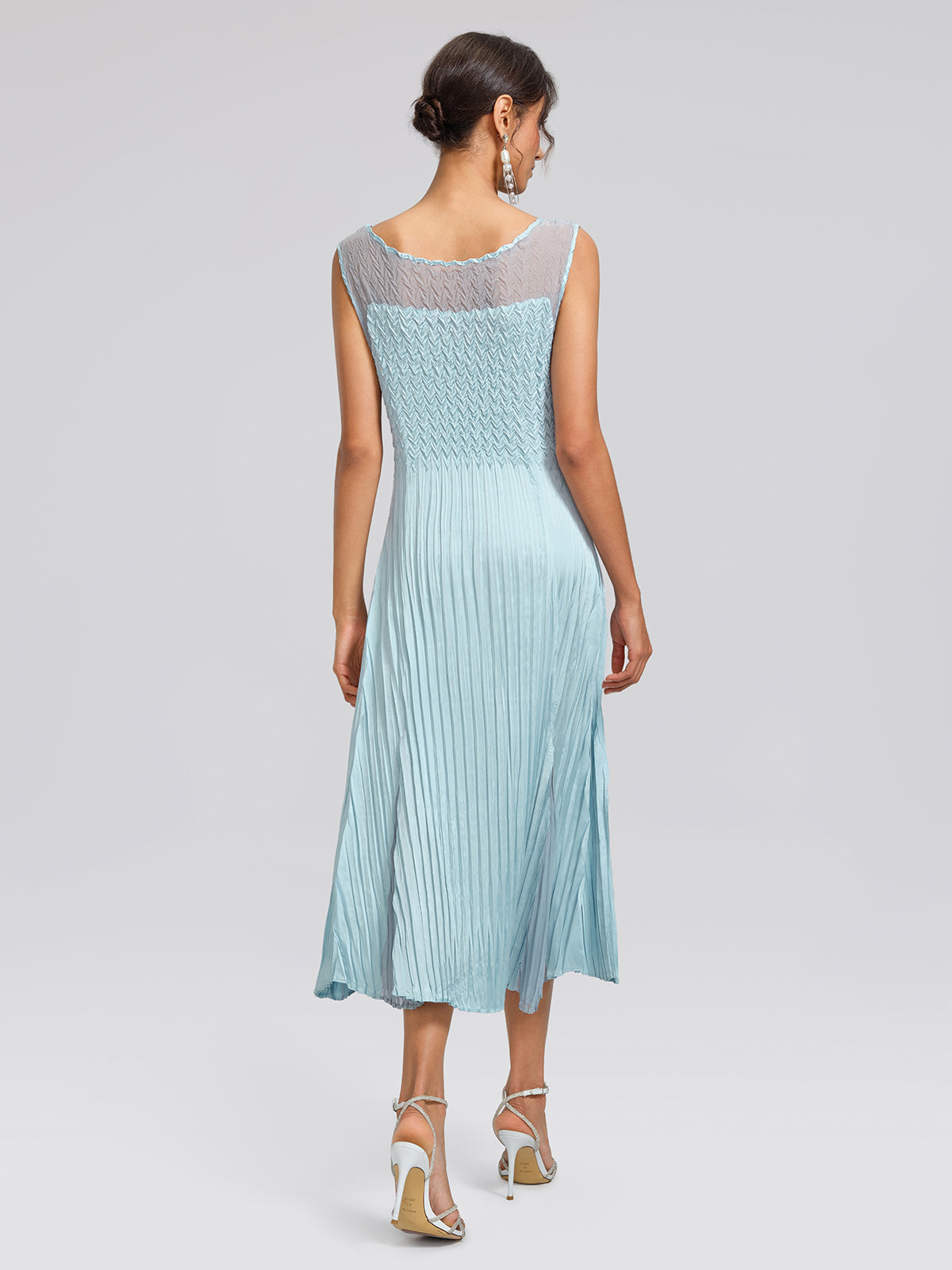 Mint Pleated Artistic Elegant Dress Set