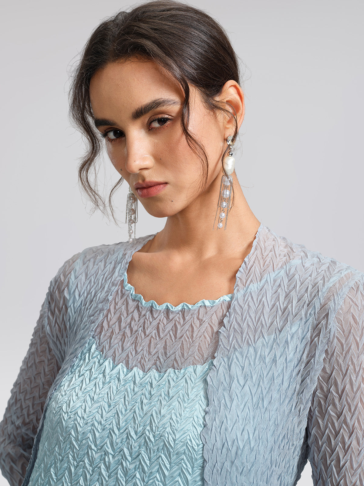Mint Pleated Artistic Elegant Dress Set