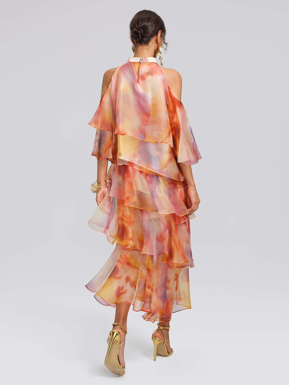 Silk Tie-Dye Ruffled Vacation Skirt